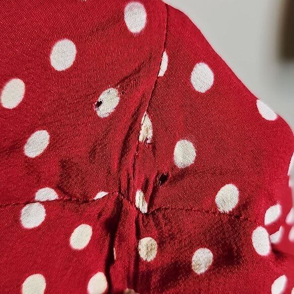 True Vintage Betsey Johnson 90s Red Ivory Polka Dot Wide Leg Crop Jumpsuit Small - Picture 9 of 13